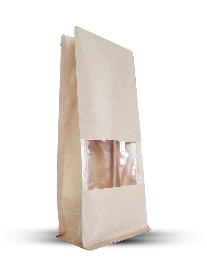 Brown Kraft Papers Flat Bottom Bag With Window